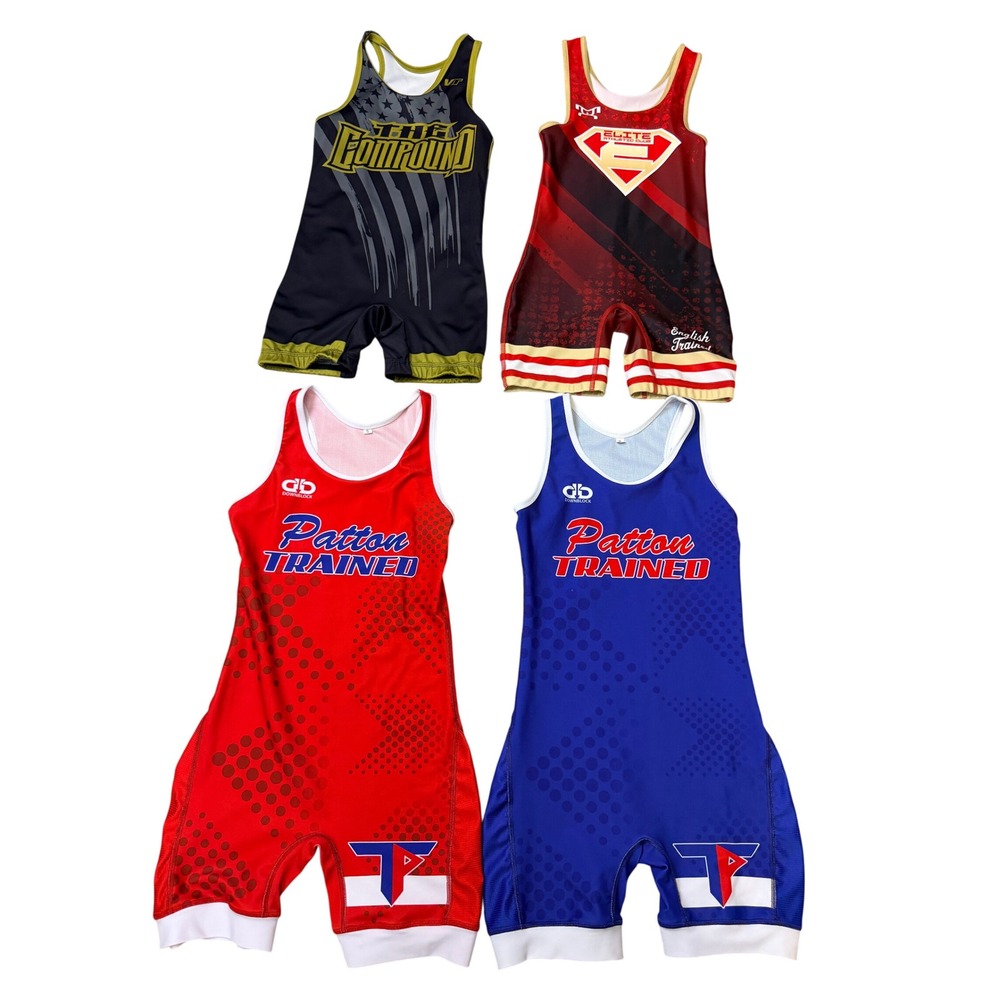 Lot of 4 Wrestling Singlets Patton Trained The Compound Elite Athletic Mens S